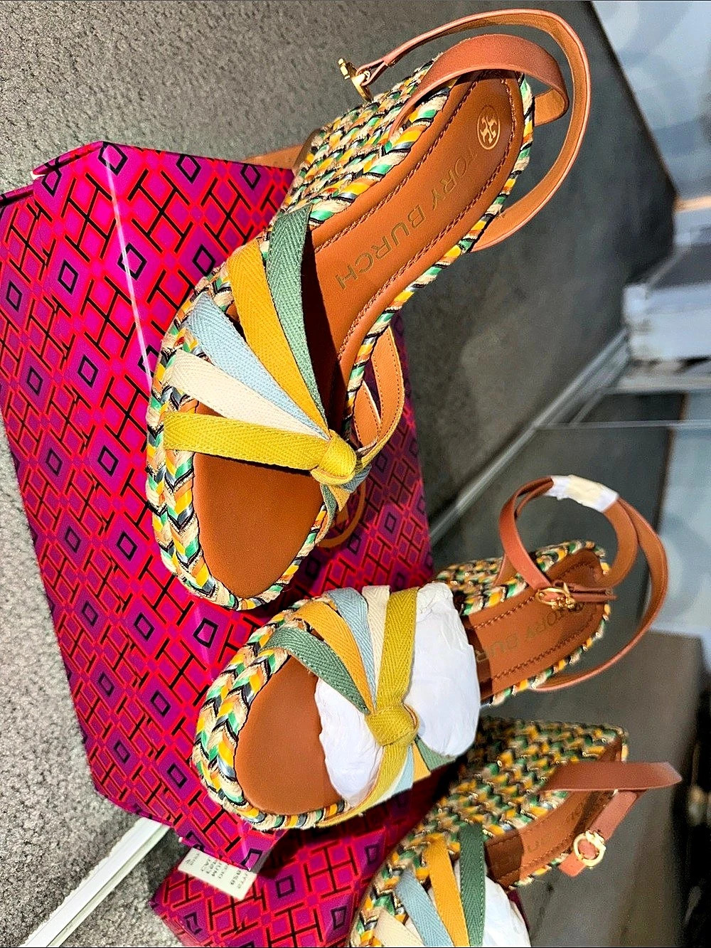 Tory Burch Multi-Strap Espadrille Wedge Multicolor US 7
